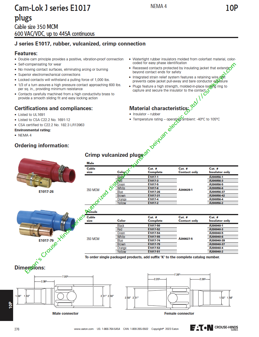 Crouse-Hinds E1017-1,A200056-1 插头